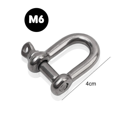 Stainless Steel D Link Shackle Ring Hooks Lifting Shackle Lock Wire Rope Clips D-Type Rigging Shackle Hooks Boat Hardware Tools