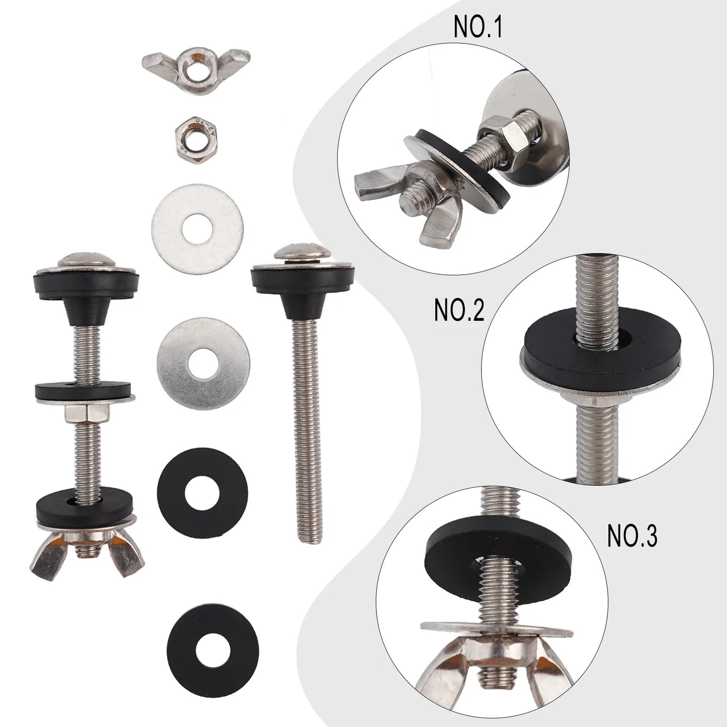Bathroom Screws Bolts Stainless Steel Toilet Tank Bolt Reliable Support Split Washer 2pcs Bowl Bolt Kit Easy Installation