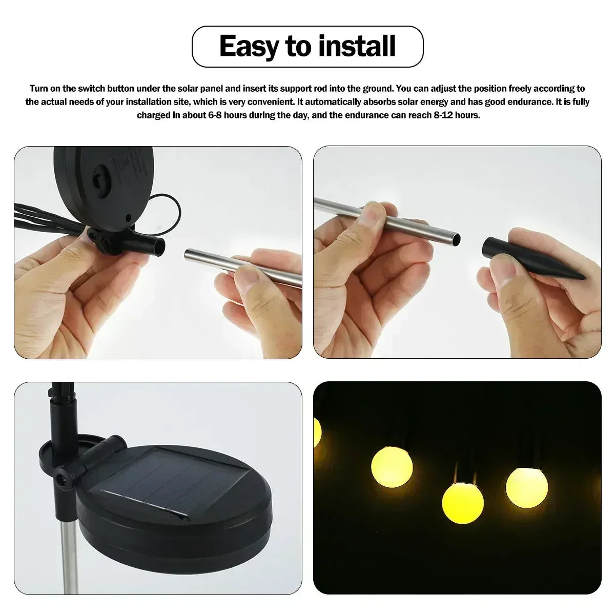 Solar Garden Lights, 6/8/10 LED Firefly Outdoor Landscape Wedding, Christmas Decoration Lawn Lamps