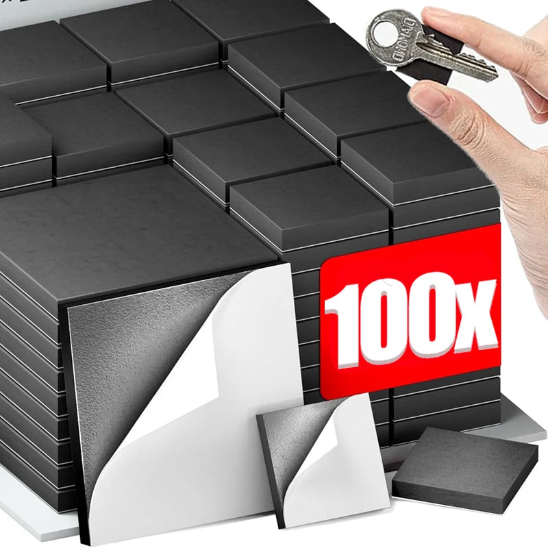 Magnetic Square Self Adhesive Magnets – Soft Magnetic Sheet Flexible Sticky for Refrigerator, Office & DIY (50/100PCS)