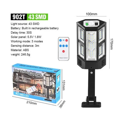 Powerful Solar LED Street Light – 3 Modes with Motion Sensor Super Bright COB Wall Lamp for Outdoor Garden & Yard Lighting