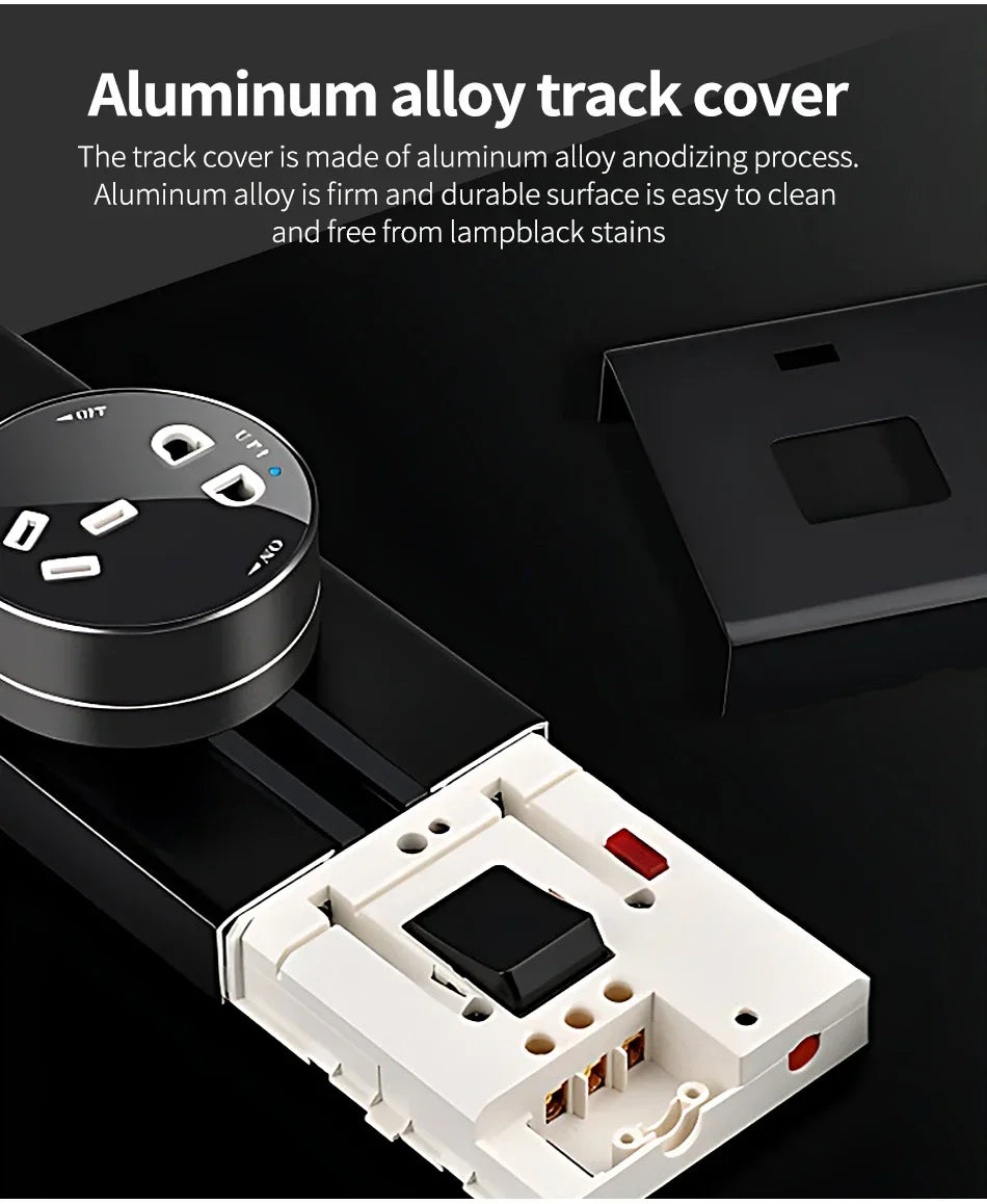 Power Track Universal Socket with USB Wall Mount Power Strip Removable Outlet Adapter