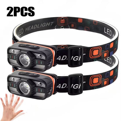 Multi-light Source Headlamp Red Light Portable LED Head Lamps Rechargeable Headlight Built-in Battery Display Waterproof Lamp