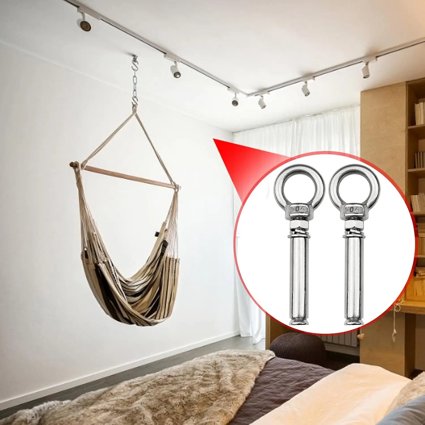 Heavy Duty Eyebolt M6 Stainless Steel Anchor Fastener Secure Concrete Lifting Ring Closed Hook Sleeve Wall Nut Hardware Fastener