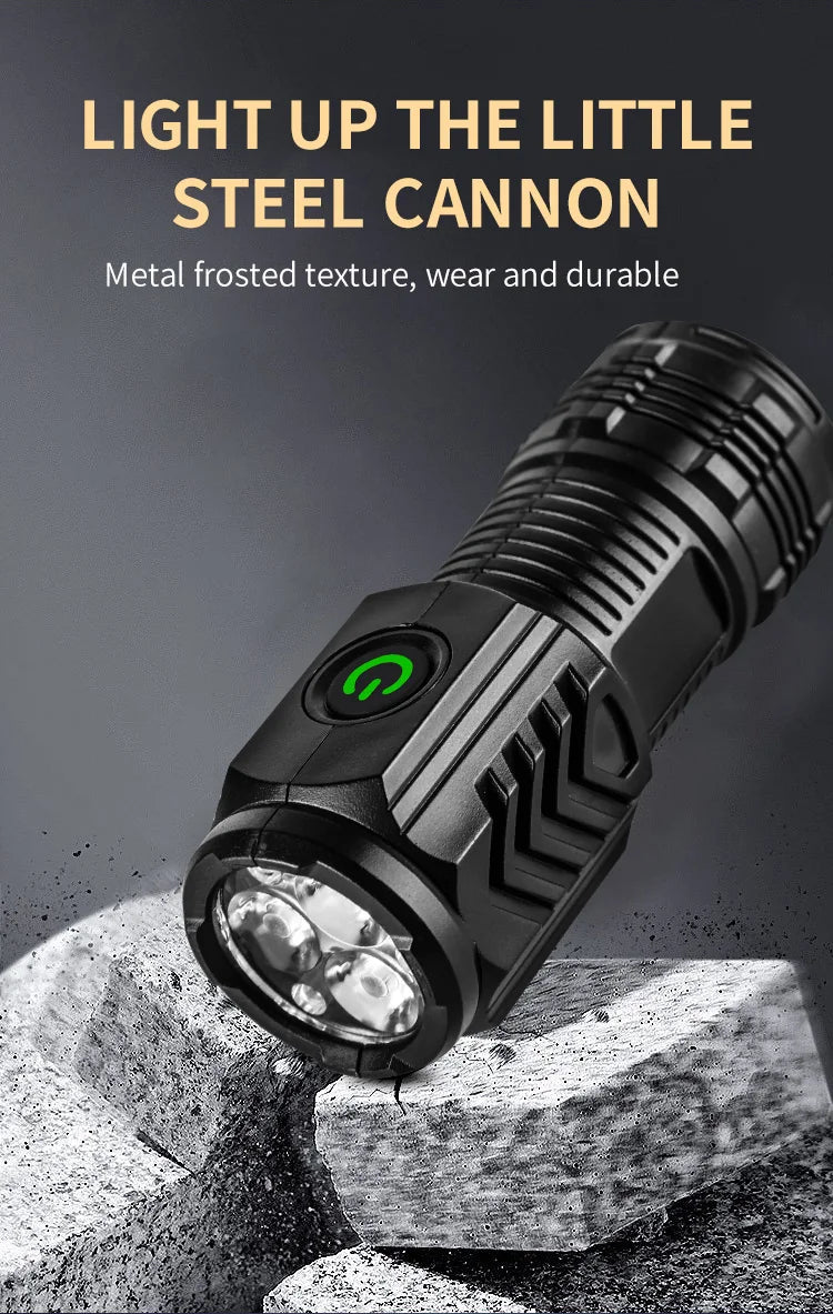 New Ultra Powerful Flashlight 3 Core LED Mini Tactical Flashlight USB Rechargeable High Power LED Torch with  Hand Lamp