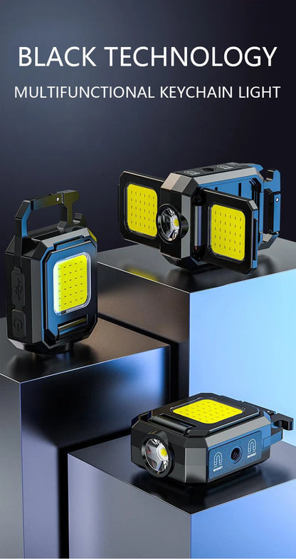 Rechargeable LED Pocket Flashlight Folding Bracket Keychain Light