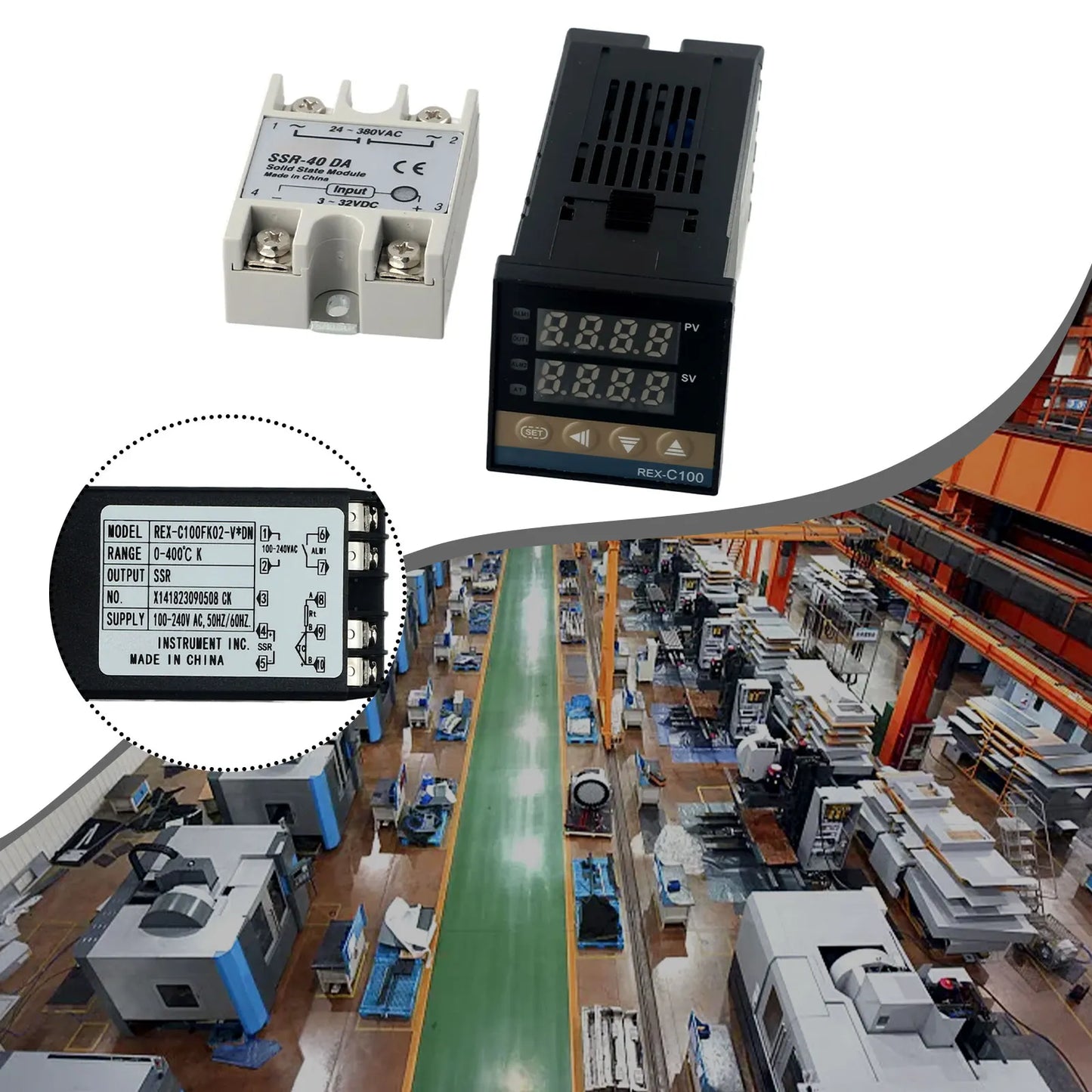 Comprehensive PID Controller Kit REX C100 For SSR 40DA and K Thermocouple for Effective Temperature Management