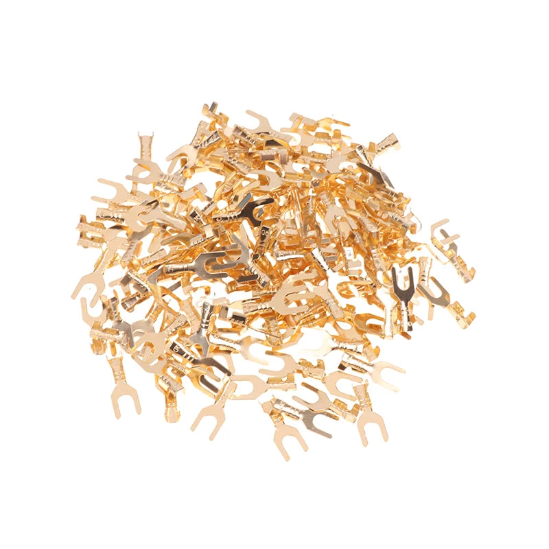 50pcs U-Shaped Brass Grounding Lug Fork Terminal Connector