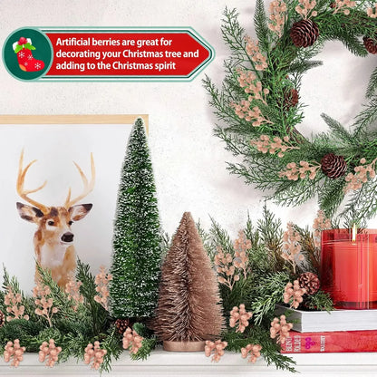 Christmas Artificial Berries Branch Glitter Red Holly Berry Flowers Bouquet Fake Plants New Year Party Festival Home Decoration