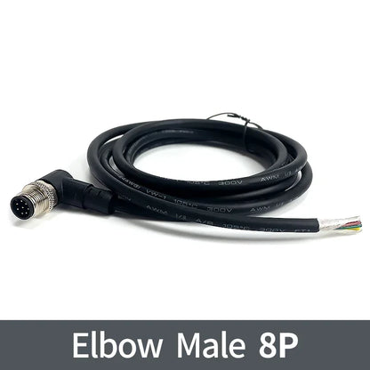 2m M12 Waterproof Sensor Cable Male & Female Connector 4/5/8/12 Pin Integrated Injection Molded