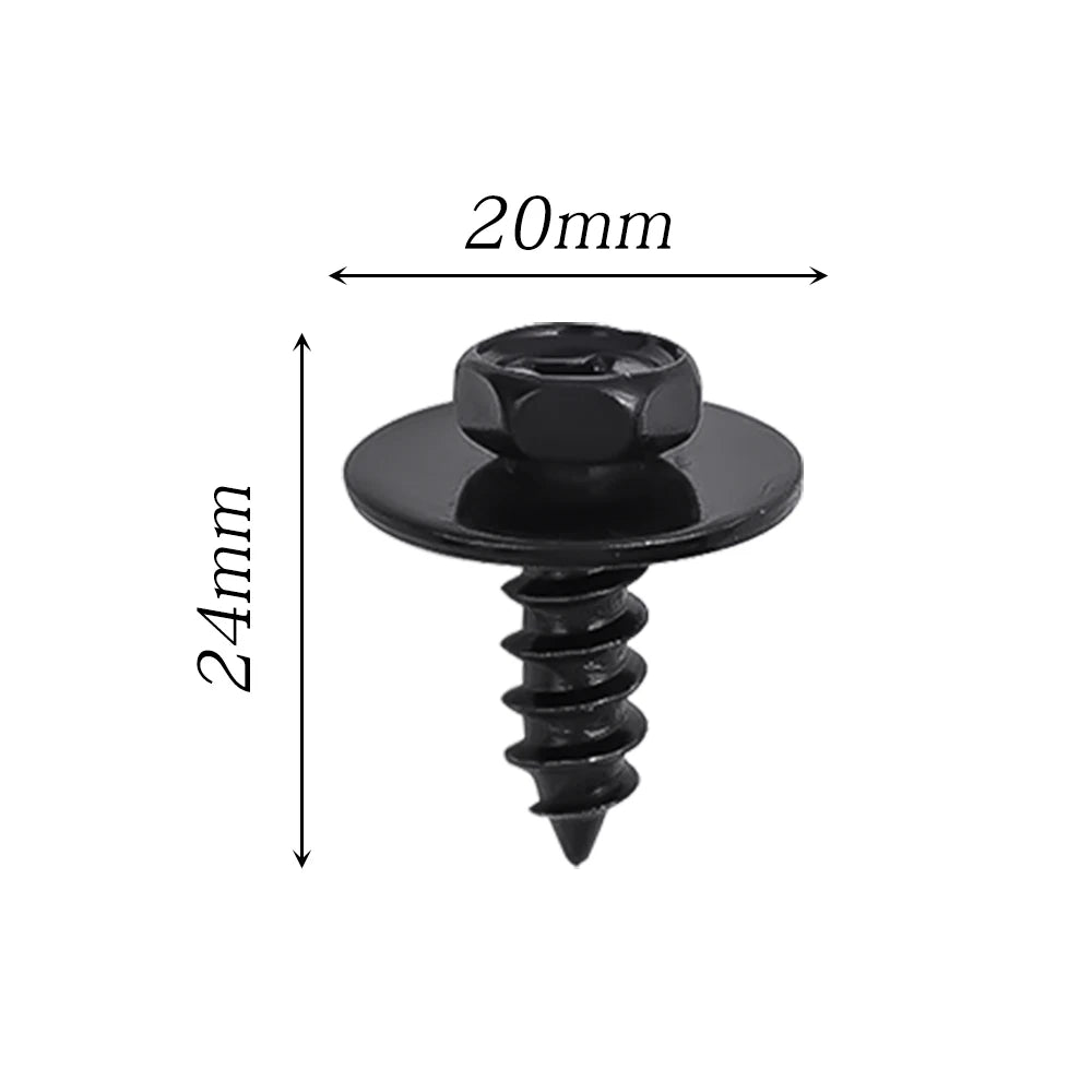Automotive Hexagonal Self-tapping Screws Fender Splash Guard Rivet Clips 20x24mm 10-50pcs