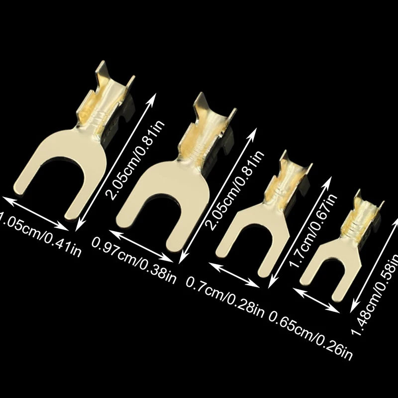 50pcs U-Shaped Brass Grounding Lug Fork Terminal Connector