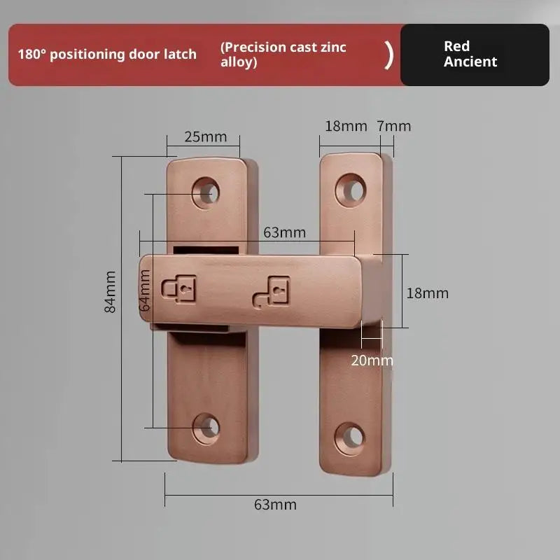 Latch Deadbolt Indoor Non-Punch Surface Mounted Door Lock Bathroom Sliding Door Buckle Snap Bolt Old-Fashioned Room Privacy Lock