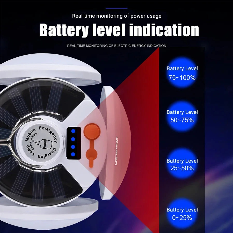 4-leaf Solar  LED Lantern Rechargeable Emergency Flashlight Portable Power Bank Foldable Tent Light for Outdoor Camping Fishing