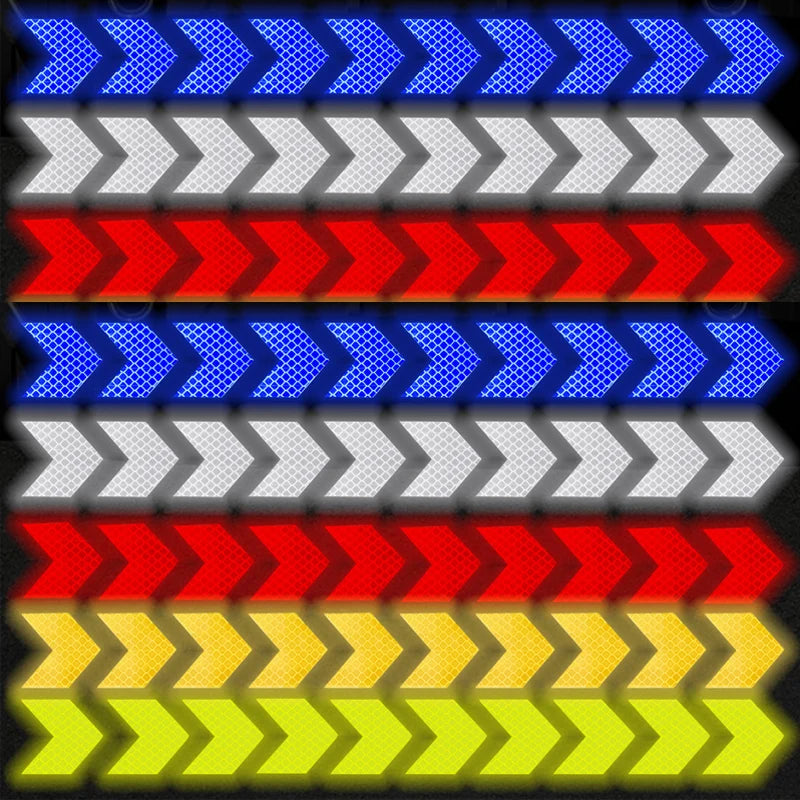 Car Reflective Arrow Stickers with Luminous Film – Hazard Warning Safety Decals for Car Bumper & Trunk (10pcs)