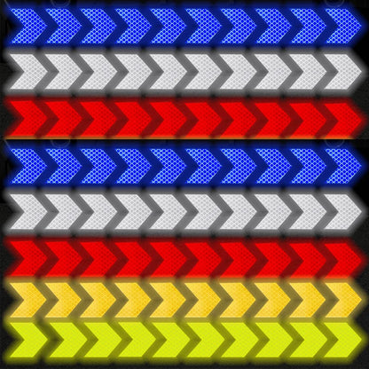 Car Reflective Arrow Stickers with Luminous Film – Hazard Warning Safety Decals for Car Bumper & Trunk (10pcs)