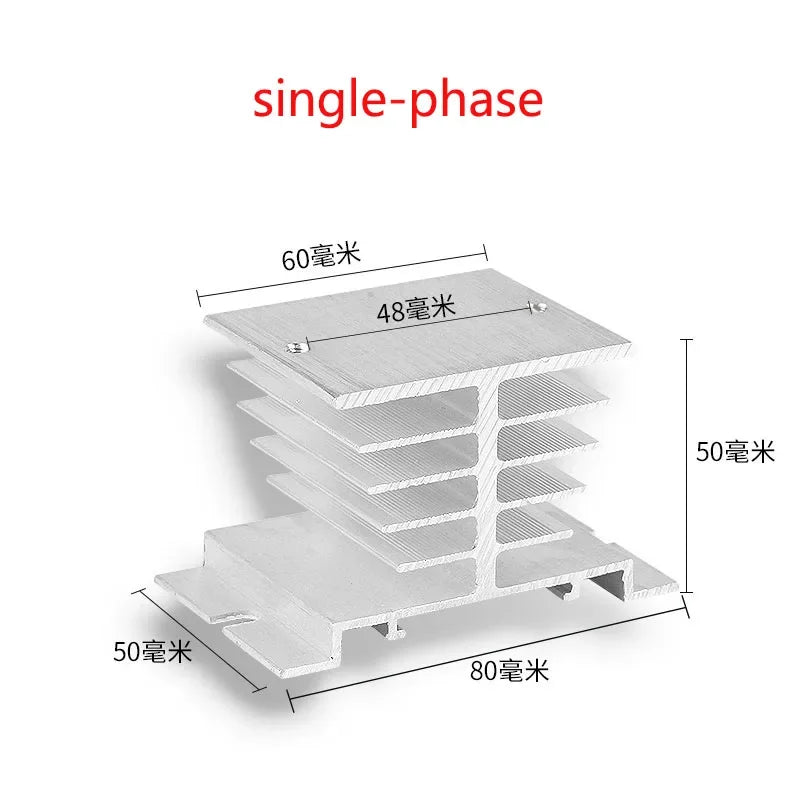 Aluminum Heat Sink for SSR Solid State Relay 10A–100A 12V–220V Cooling Base Single/Three Phase