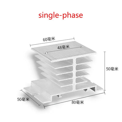 Aluminum Heat Sink for SSR Solid State Relay 10A–100A 12V–220V Cooling Base Single/Three Phase