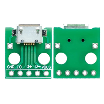 Micro USB to DIP Adapter — 5-Pin Female, 2.54mm Pitch, PCB Breakout, -40°C to 85°C (5-Pack)