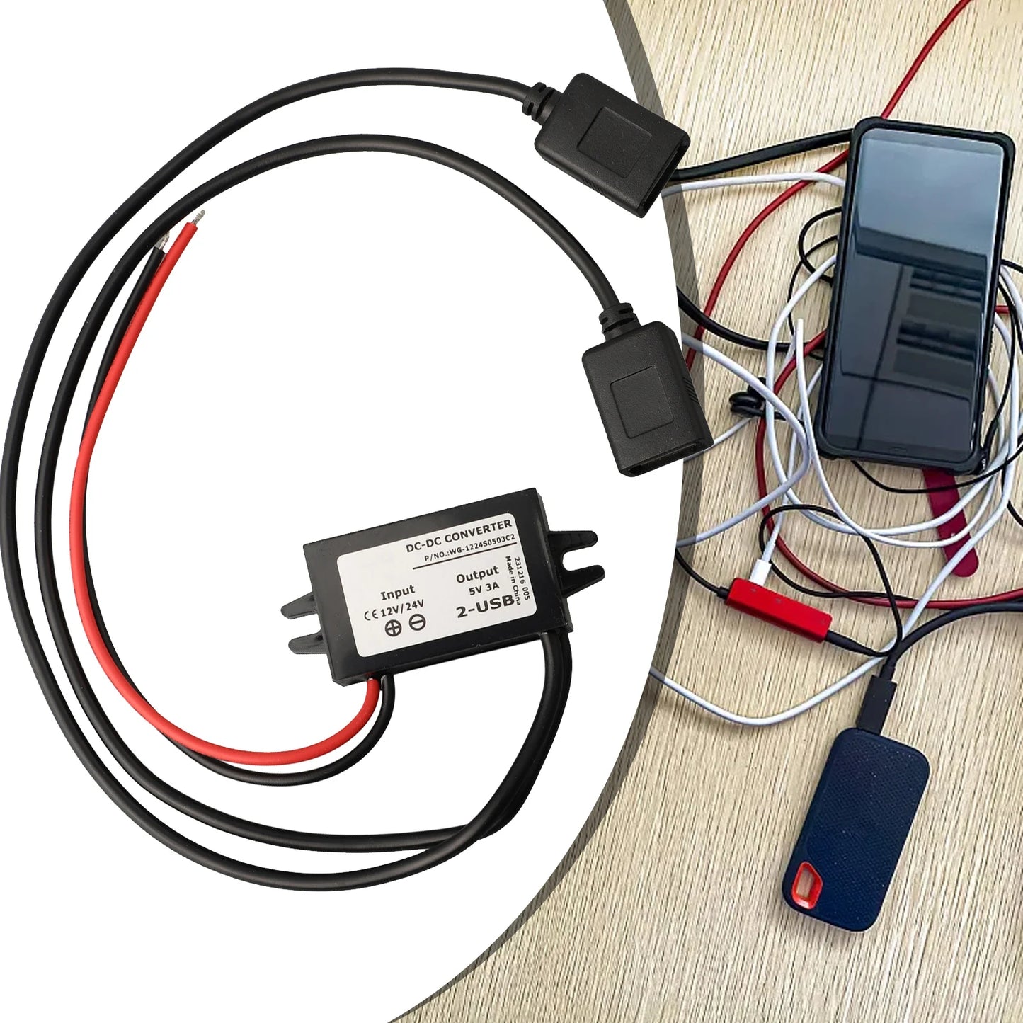 Converter 2 USB 3A 5V DC 3A Converter WG-1224S0503C2 63*27*14mm Car Charger Adapter Power Converter USB Converter