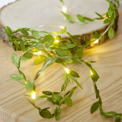Christmas Battery Powered 2M-10M LED Ivy Fairy Lights Artificial Green Leaf String for Home Wedding Wreath Decor