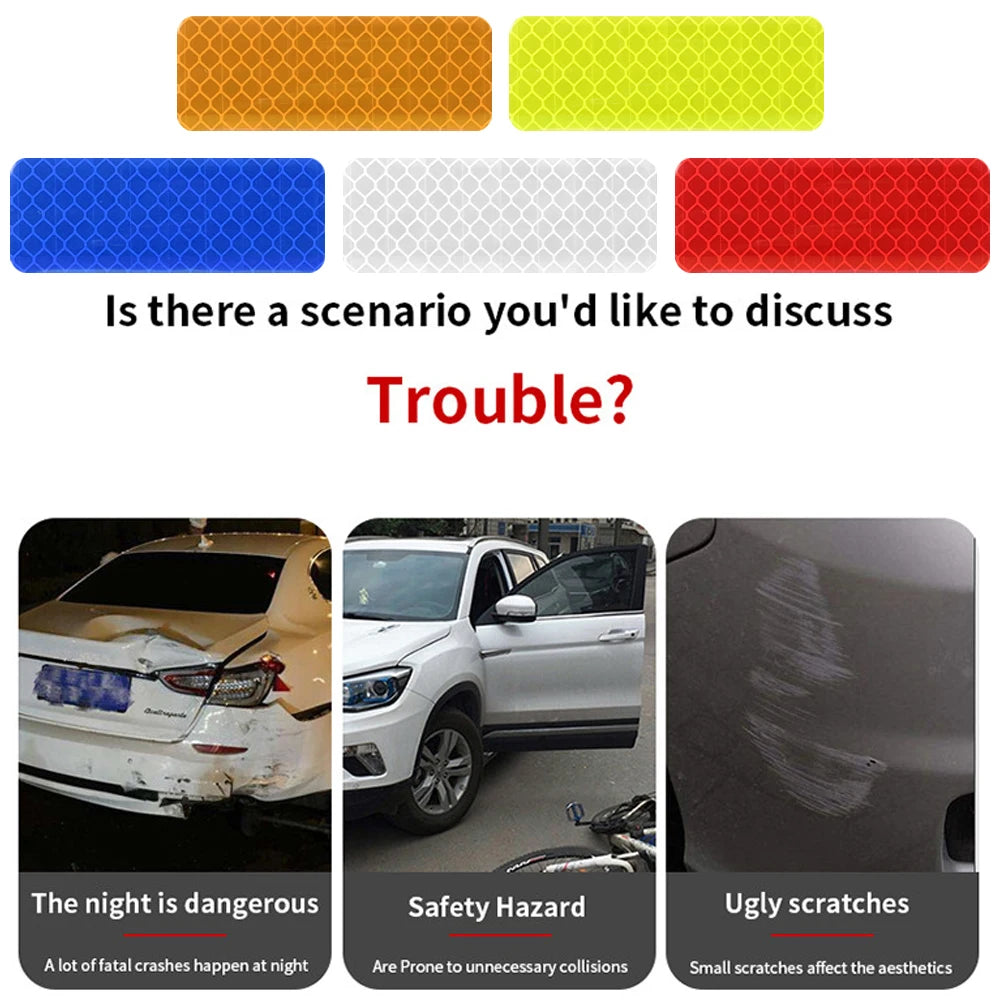 Car Bumper Reflective Sticker Strip – Auto Safety Warning Reflector Tape for Exterior & Interior (10pcs)
