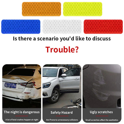 Car Bumper Reflective Sticker Strip – Auto Safety Warning Reflector Tape for Exterior & Interior (10pcs)