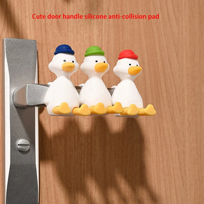 New Bear Duck Punch-free Door Anti-collision Pad Room Bathroom Door Handle Silicone Silent Protection Pad Door Handle Cover