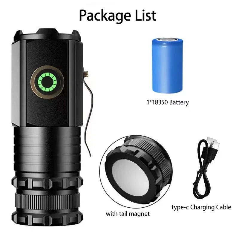 EDC 3 LED Flashlight Rechargeable Mini Tactical Torch with Magnet