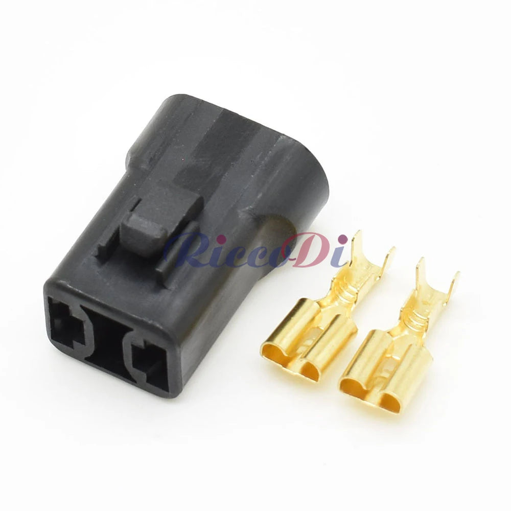 DJM7021-6.3-21 2-Pin 6.3mm Black Female Automotive Connector with Terminals