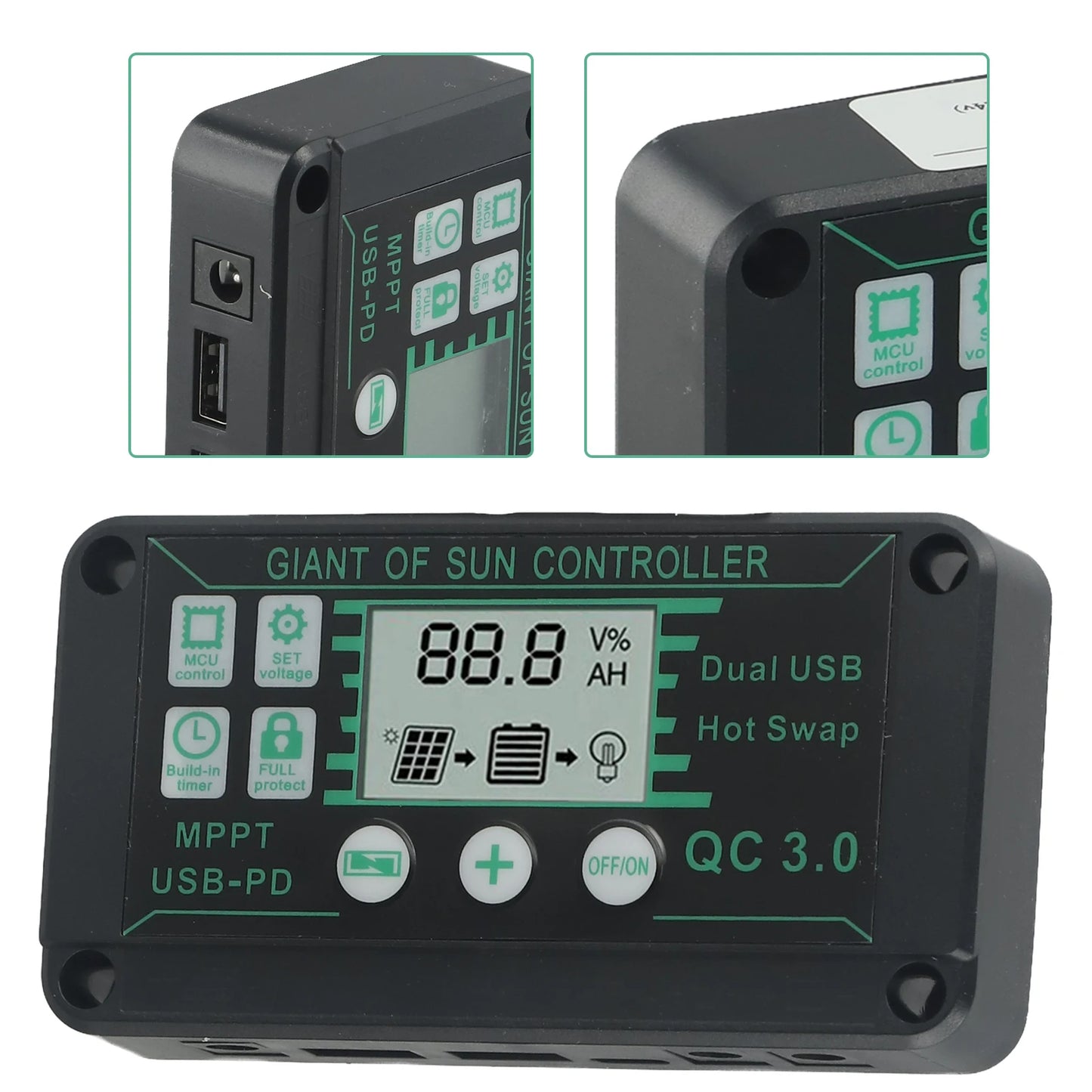 Digital Display Waterproof MPPT Solar Charge Controller Adjustable Current Options 10A 100A Efficient Energy Utilization
