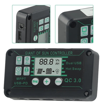 Digital Display Waterproof MPPT Solar Charge Controller Adjustable Current Options 10A 100A Efficient Energy Utilization