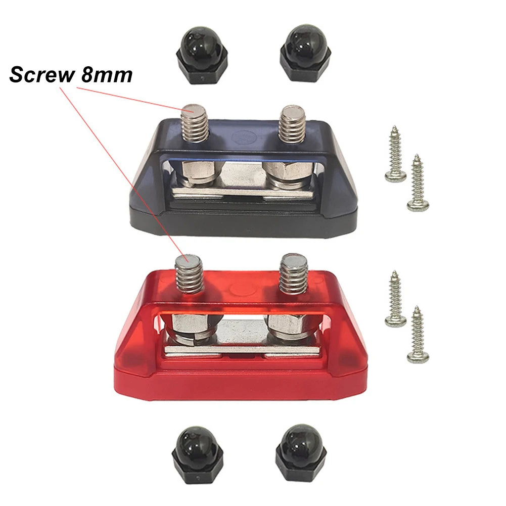 12V-48V Bus Bar M8 M10 DC Bus Bar Stainless Steel Studs Polycarbonate Plastic Cover Power Distribution For Yachts