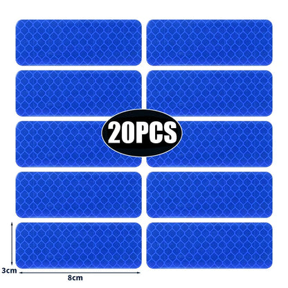 50/10pcs Car Bumper Reflective Stickers Reflective Warning Strip Tape Secure Reflector Stickers Decals Safety Warning 3*8CM