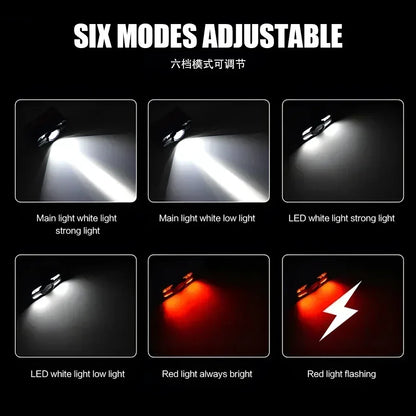 Induction LED Headlamp Type-C Rechargeable with Red Light Headlight