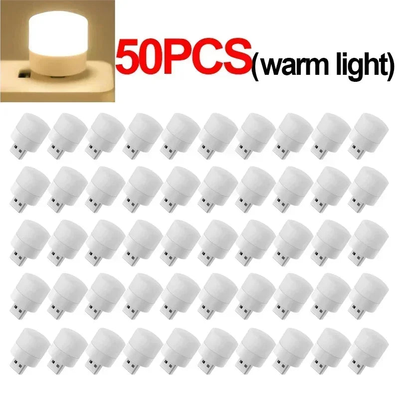 Mini USB Night Light – Warm White Eye Protection Reading Light, USB Plug LED Night Lamp for Computer & Mobile Power Charging (1/50pcs)