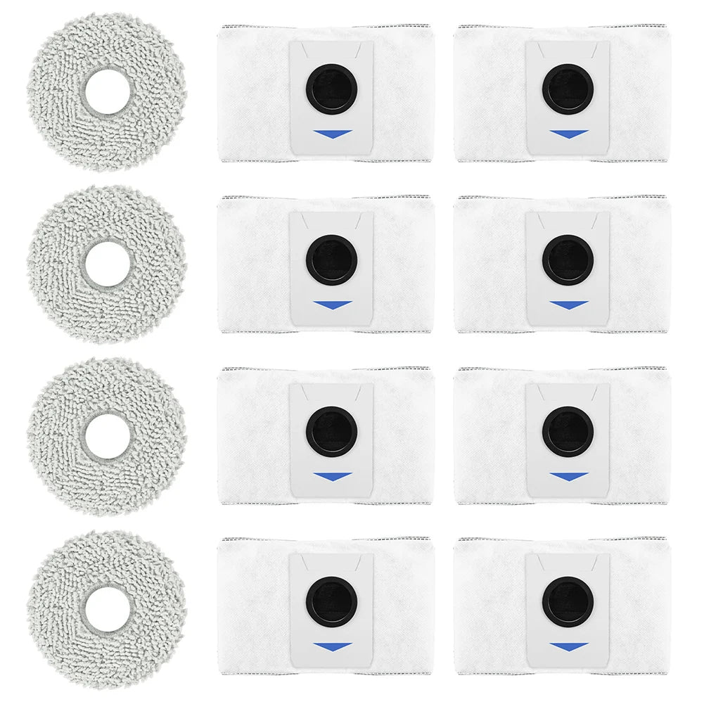 Set of 8 Dust Bags and 4 Wiping Cloths for Deebot For T20 For Omni X1 For Omni 8 Robot Vacuum Cleaner Protective Accessories