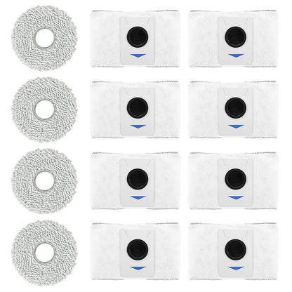 Set of 8 Dust Bags and 4 Wiping Cloths for Deebot For T20 For Omni X1 For Omni 8 Robot Vacuum Cleaner Protective Accessories