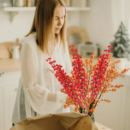 Artificial Red Berry Bouquet — Foam Christmas Decor, 46cm, 1/2/5/10pcs