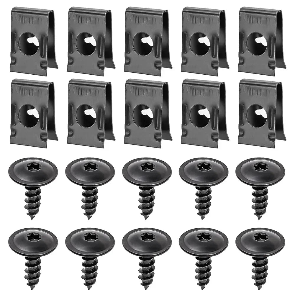 Auto Metal U-Shaped Spacers &amp; Self-Tapping Screws Kit — Car &amp; Motorcycle Body Panel Modification Accessories