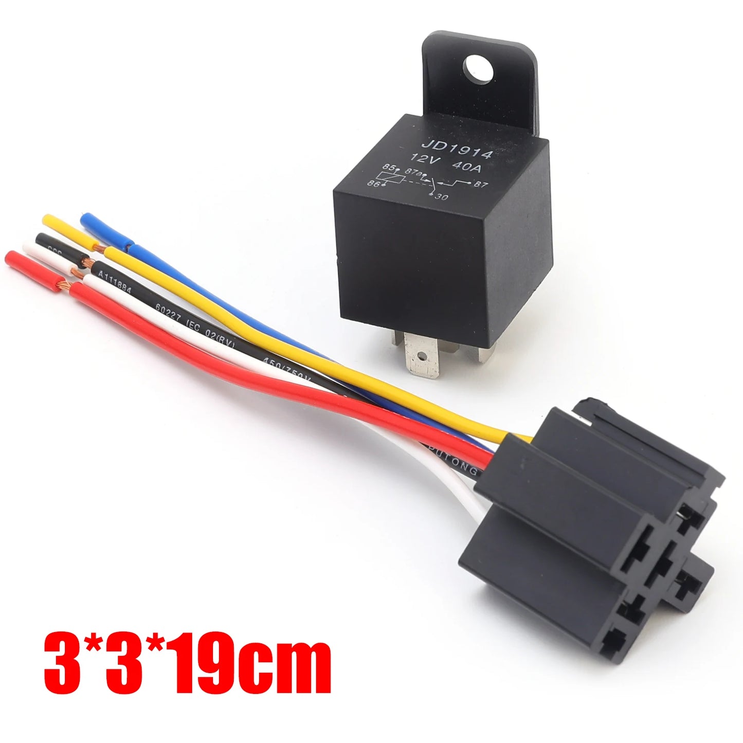 12V 40A Waterproof Automotive Relay 5Pin with Harness Socket 1/5pcs