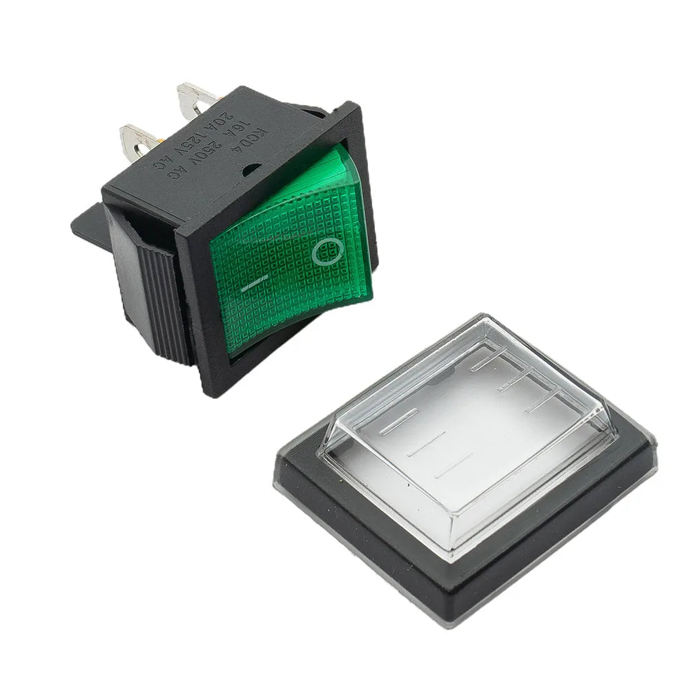 Rocker Switch 4 Pins DPST with Waterproof Cover Rated 16A 250VAC for Use in Industrial Machines and Electrical Appliances