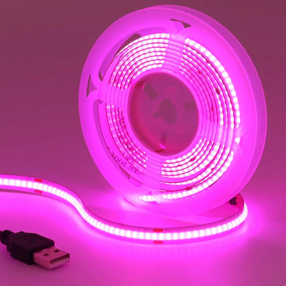 DC 5V USB COB Strip 320Leds/M White/Blue/Pink/Yellow/Pink/Red Flexible Ribbon Rope Night Lamp TV Backlight LED Strip