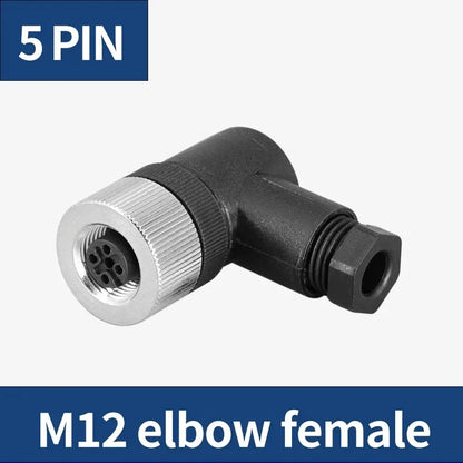 M12 12mm Sensor Connector Straight Angle Male Female Waterproof Screw Threaded Plug Coupling 4 5 8 Pin PG7