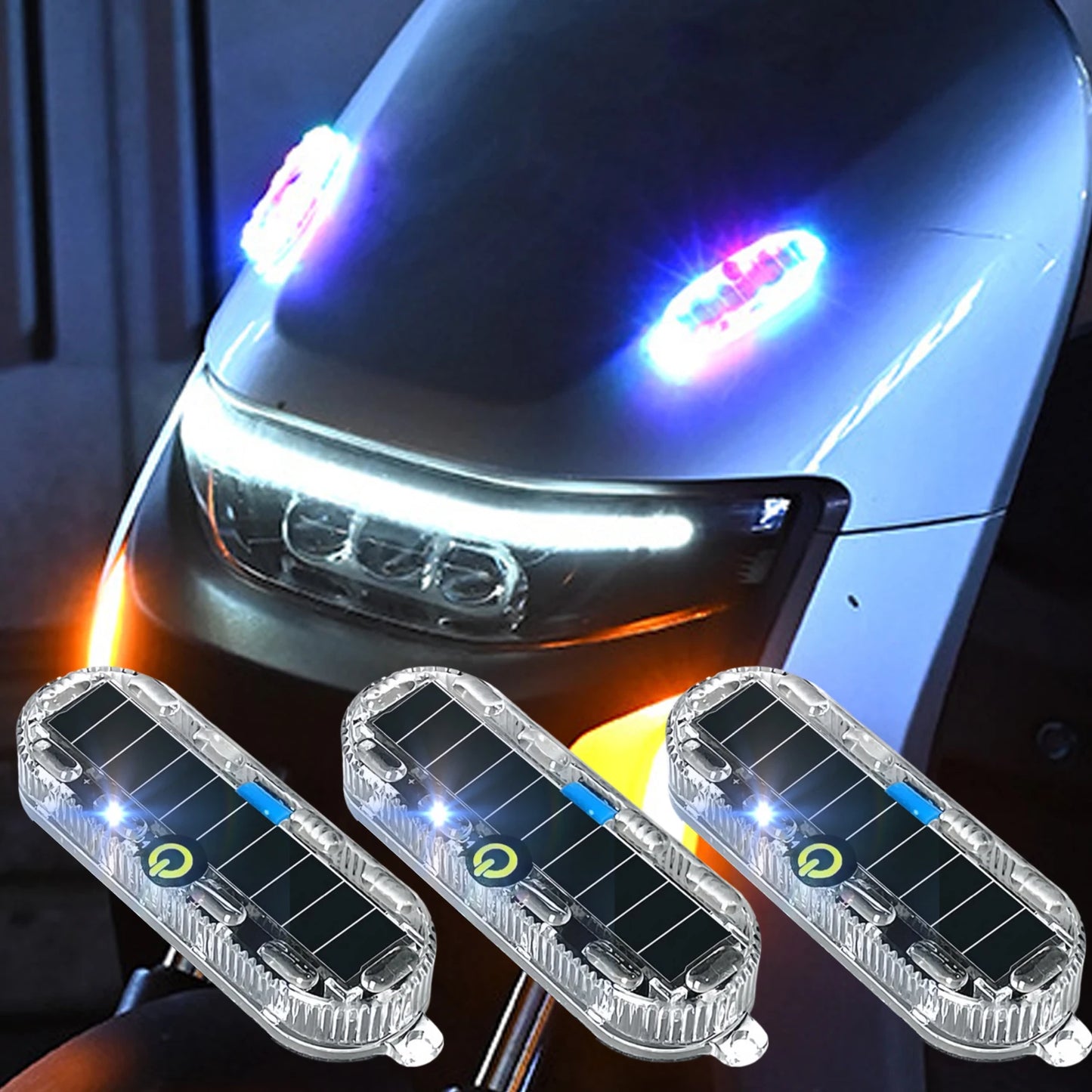Solar Warning LED Tail Light for Car Motorcycle Collision Prevention
