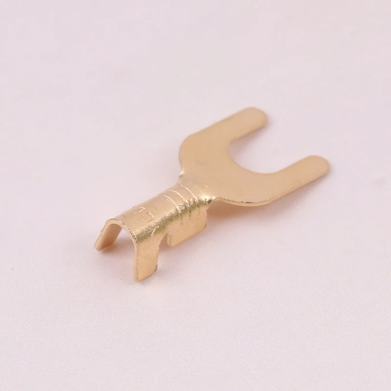 50pcs U-Shaped Brass Grounding Lug Fork Terminal Connector