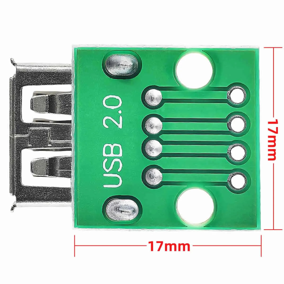 USB 2.0 Type-A Female to DIP Adapter 2.54mm PCB Breakout Board 4-Pin Converter