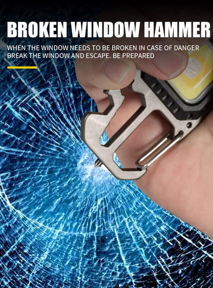 Mini Multifunctional Keychain LED Flashlight USB Rechargeable Portable Flashlight Outdoor Camping Torch Emergency Lantern 500Mah