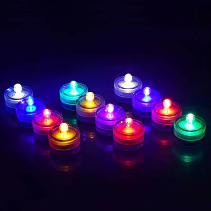 LED Flameless Waterproof Tea Lights Submersible Pool Candle Lights Decor