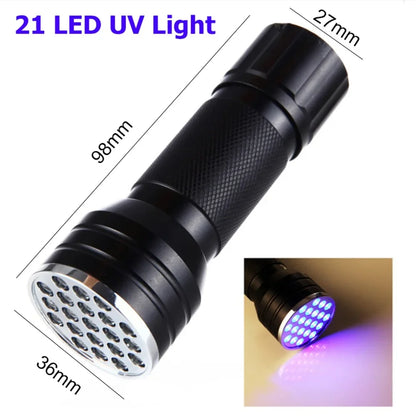 9-128 LED Ultraviolet Blacklight UV Light Lamp Detector for Dog Urine Stains Outdoor Waterproof 9-100 LED UV Flashlight Camping
